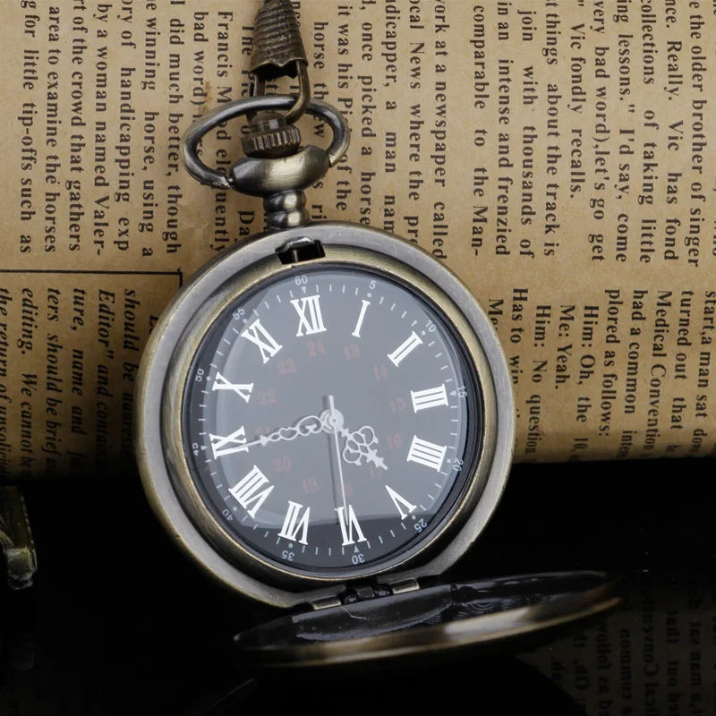 Fashion Design Fob Chain Smooth steel Quartz Pocket Watch Vintage Roman Nmber Dial Pendant Fob Watch Gifts Clock Relogio DeBolso