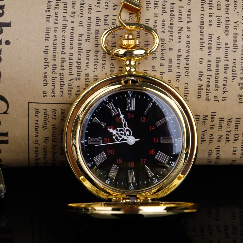 Fashion Design Fob Chain Smooth steel Quartz Pocket Watch Vintage Roman Nmber Dial Pendant Fob Watch Gifts Clock Relogio DeBolso