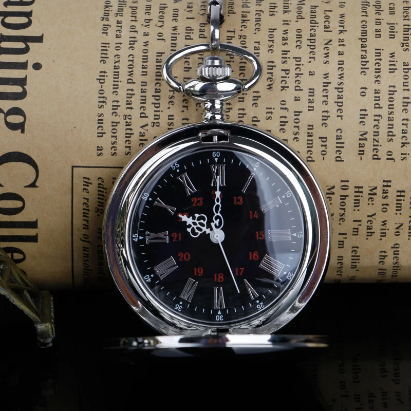 Fashion Design Fob Chain Smooth steel Quartz Pocket Watch Vintage Roman Nmber Dial Pendant Fob Watch Gifts Clock Relogio DeBolso