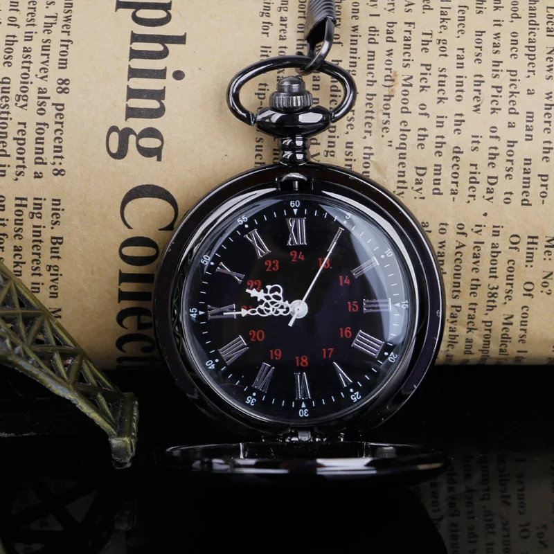 Fashion Design Fob Chain Smooth steel Quartz Pocket Watch Vintage Roman Nmber Dial Pendant Fob Watch Gifts Clock Relogio DeBolso