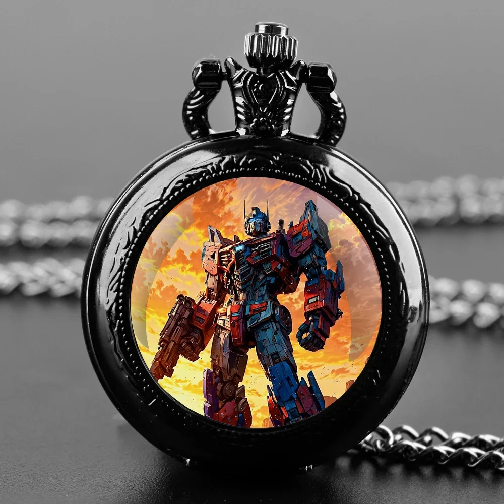 Children's Gifts Warrior Battle Scene Glass Dome Pocket Watch Men's Best Gifts Women's Pendant Necklace Clock Birthday Souvenir