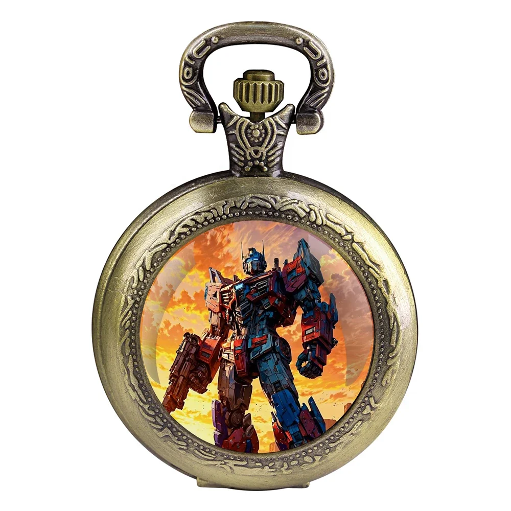 Children's Gifts Warrior Battle Scene Glass Dome Pocket Watch Men's Best Gifts Women's Pendant Necklace Clock Birthday Souvenir