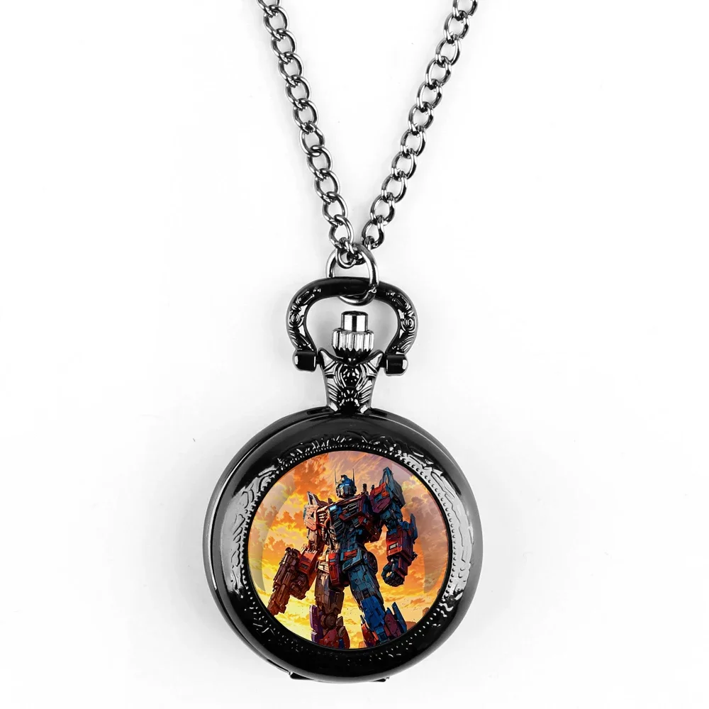 Children's Gifts Warrior Battle Scene Glass Dome Pocket Watch Men's Best Gifts Women's Pendant Necklace Clock Birthday Souvenir