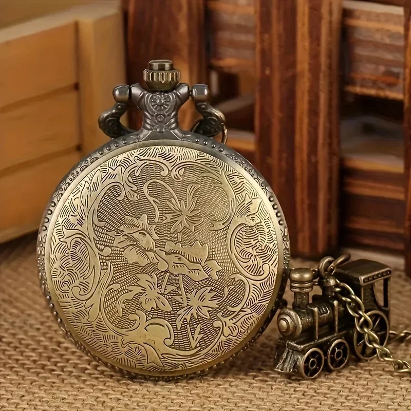 Retro Motorcycle Pattern Quartz Pocket Watch Motorbike MOTO Design Pendant Fob Watch Chain Gifts for Men Montre À Gousset