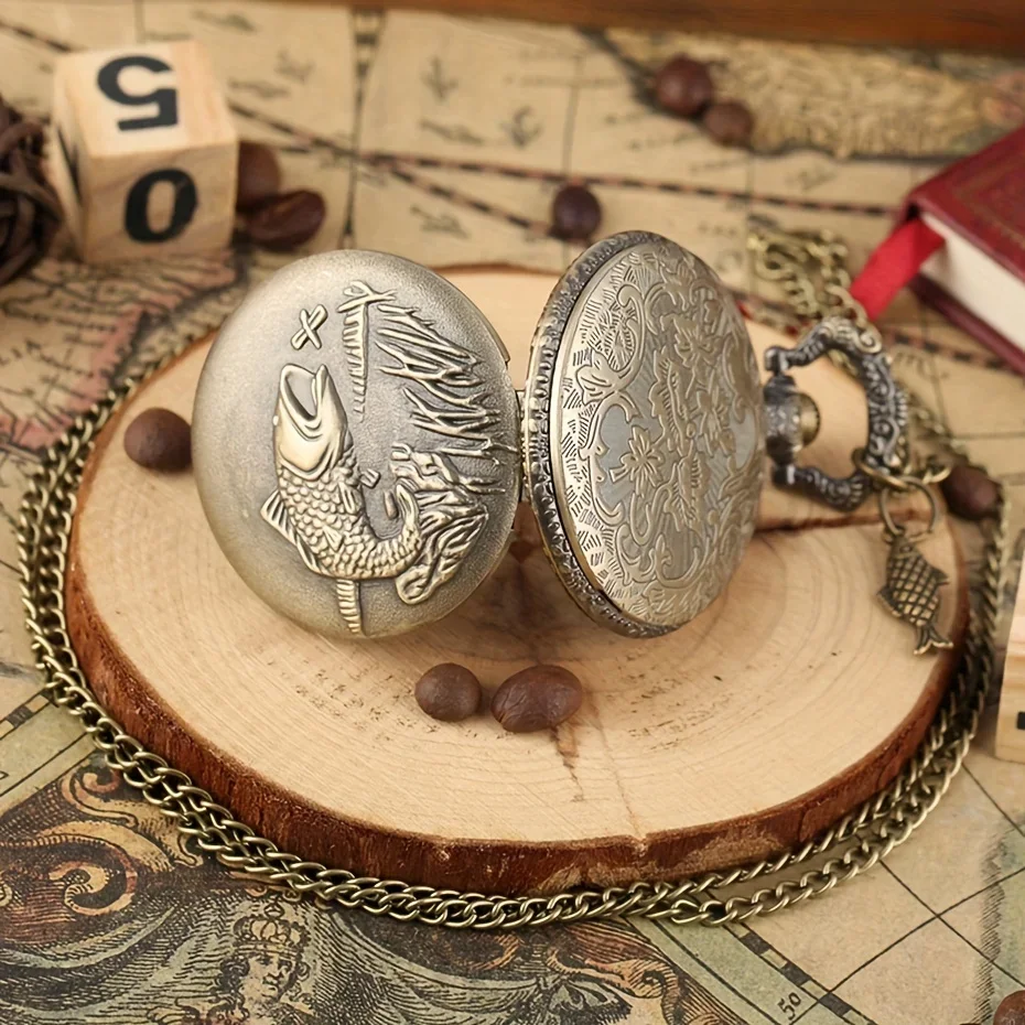 Retro Motorcycle Pattern Quartz Pocket Watch Motorbike MOTO Design Pendant Fob Watch Chain Gifts for Men Montre À Gousset