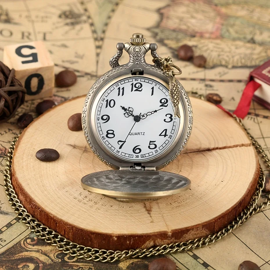 Retro Motorcycle Pattern Quartz Pocket Watch Motorbike MOTO Design Pendant Fob Watch Chain Gifts for Men Montre À Gousset