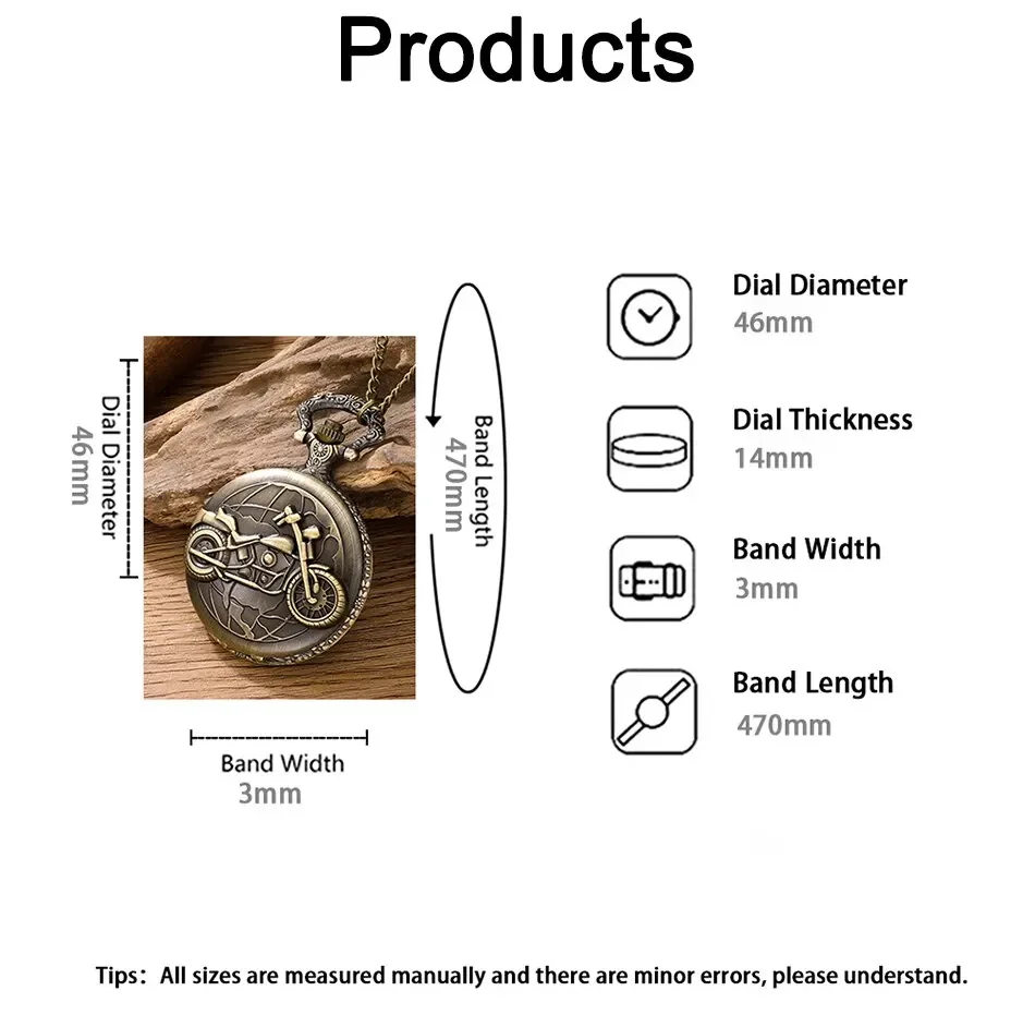 Retro Motorcycle Pattern Quartz Pocket Watch Motorbike MOTO Design Pendant Fob Watch Chain Gifts for Men CF1232