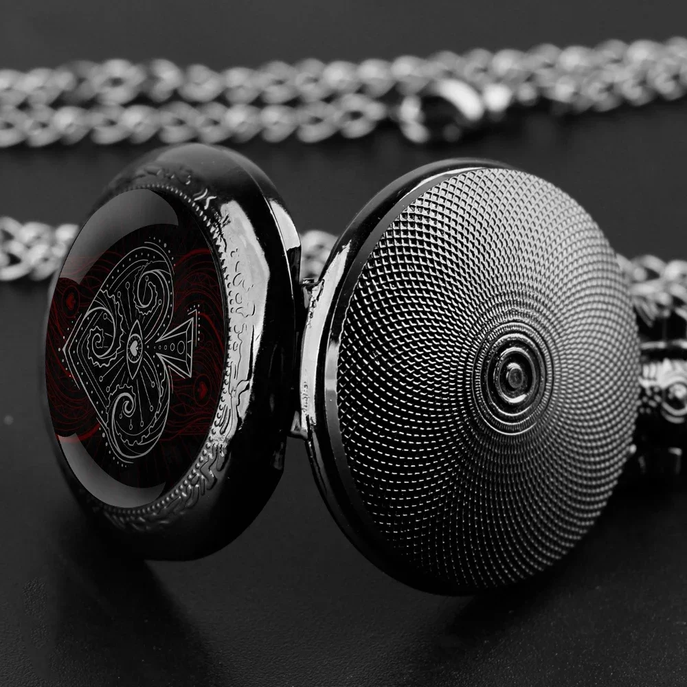 Poker Glass Dome Pocket Watch Arabic Numeral Dial Vintage Men Women Necklace Pendant Creative Clock Gift Reloj De Bolsillo