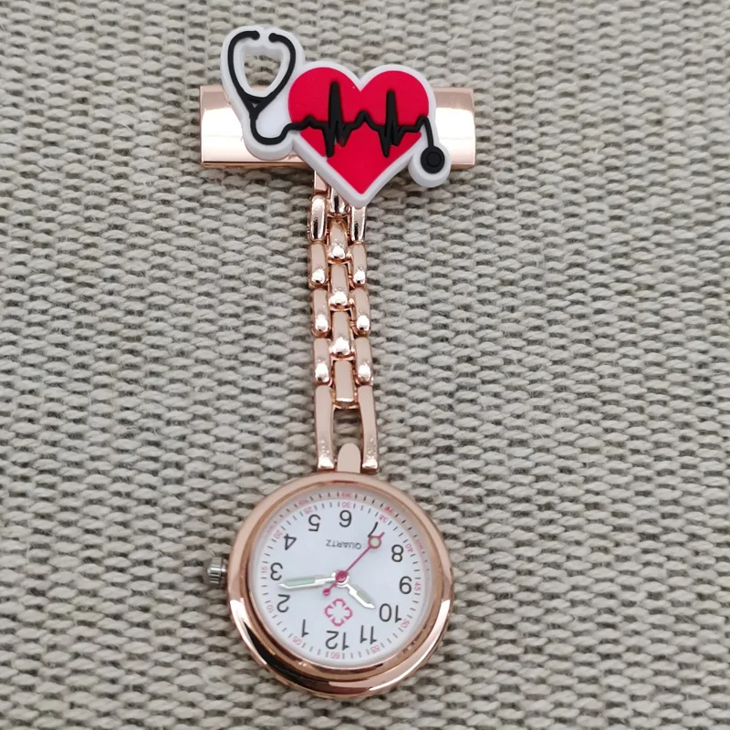 Lovely Cute Stethoscope Metal Pin Brooch Midwife Doctor Clock Medical Hospital Healthcare Pocket FOB Nurse Watch
