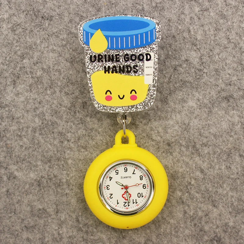 Glitter Hospital Health Care Acrylic Heart Stethoscope Lovely Nurse Doctor Alligator Clip Pocket Watches Medical Hang Clock Gift