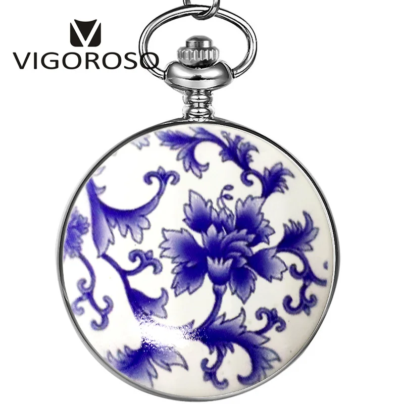 VIGOROSO Fashion New Design Elegant Mechanical Pocket Watch Stainless Steel Handwinding Clock Snakelike FOB Chain Men Women Gift