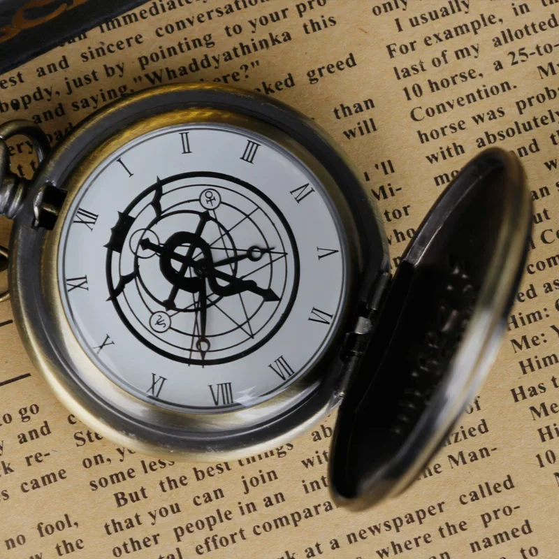 Popular Full metal Alchemist Unisex Pocket Watch Antique Vintage Quartz Chain Clock Pendant Jewelry Timepiece Gift for Women Men