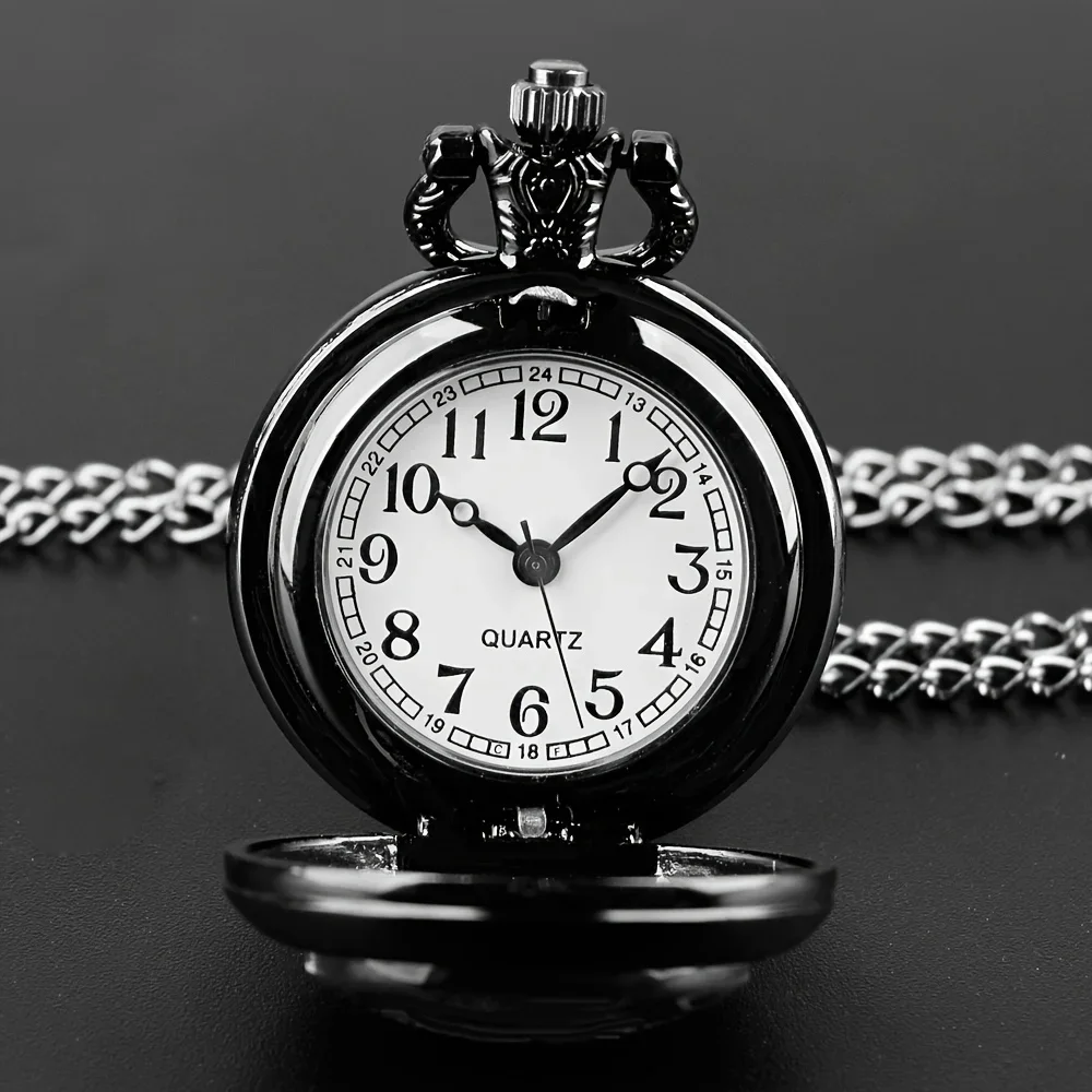 Black Cat Gazing Quartz Pocket Watch Woman Fashion Watch Necklace with Chain Man Watches Souvenir Gifts for Cat Lovers Children