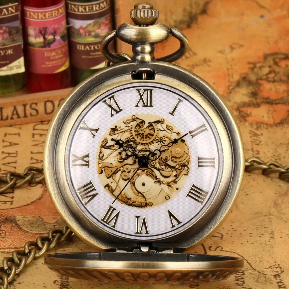 Steampunk Quartz Pocket Watch Retro Gearwheel Analog Necklace Chain Watch Sweater Clothing Accessory Gift For Women Men