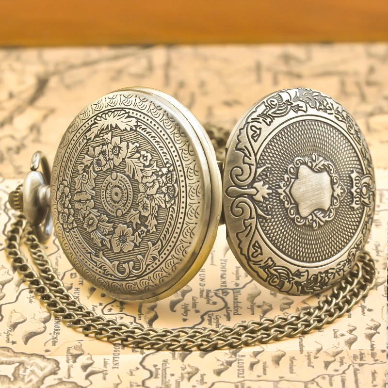 Retro Charm Neutral Fashion Roman Digital Quartz Pocket Watch Steampunk Men's and Women's Necklace Pendant Gift
