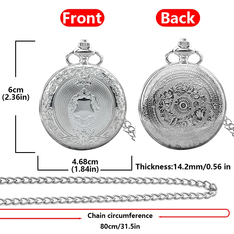 Retro Charm Neutral Fashion Roman Digital Quartz Pocket Watch Steampunk Men's and Women's Necklace Pendant Gift