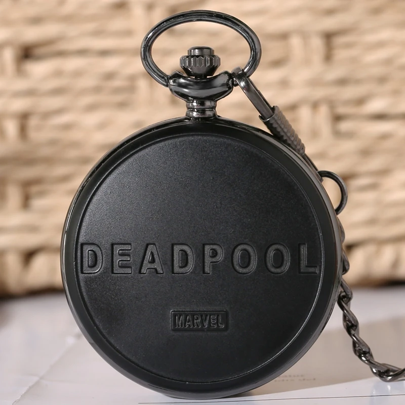 Comic Black Antique Quartz Pocket Watch Cartoon Fob Chain Pendant Clock Cosplay Gifts for Men Women Fans
