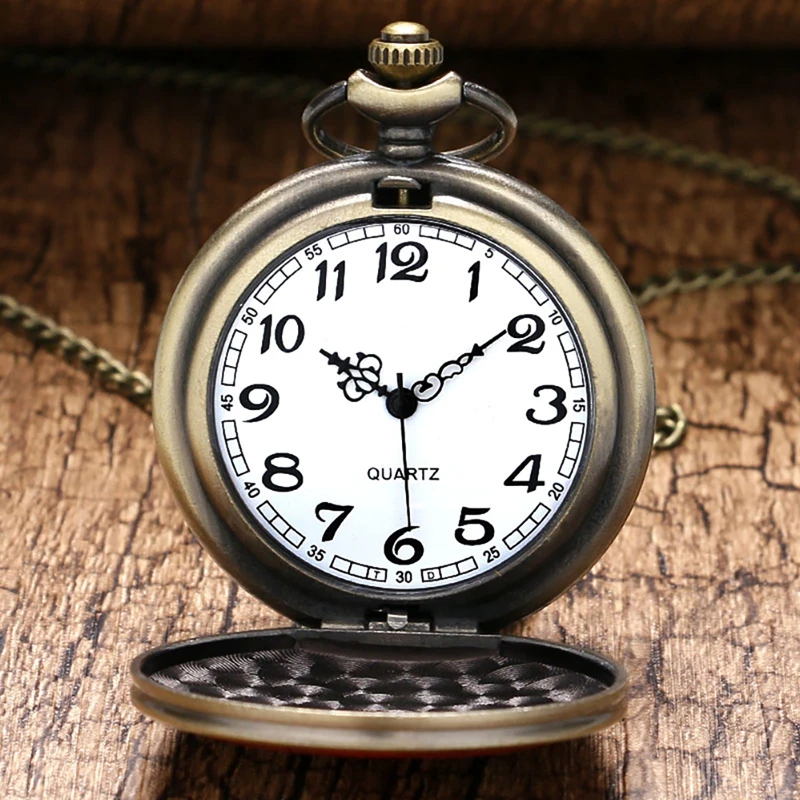 Comic Black Antique Quartz Pocket Watch Cartoon Fob Chain Pendant Clock Cosplay Gifts for Men Women Fans
