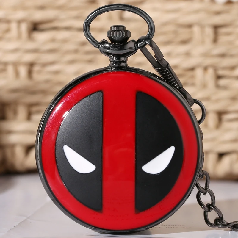 Comic Black Antique Quartz Pocket Watch Cartoon Fob Chain Pendant Clock Cosplay Gifts for Men Women Fans