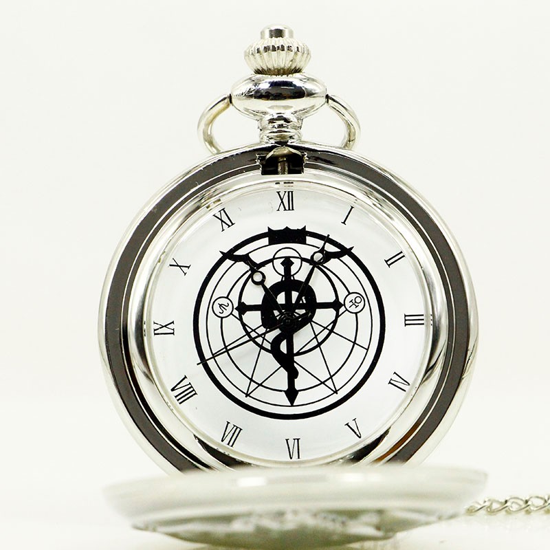 Fashion Tone Fullmetal Alchemist Pocket Watch Cosplay Edward Elric With Chain Anime Boys Gift