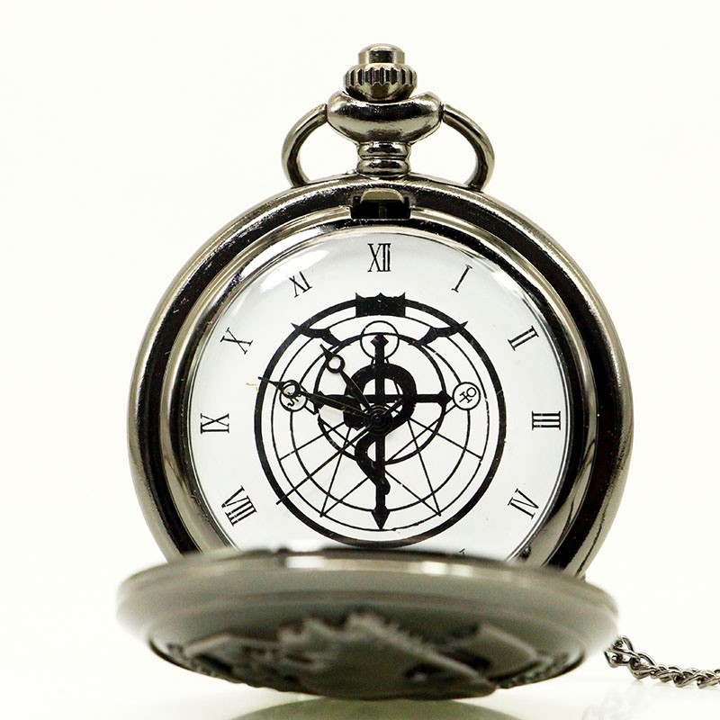 Fashion Tone Fullmetal Alchemist Pocket Watch Cosplay Edward Elric With Chain Anime Boys Gift