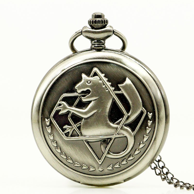 Fashion Tone Fullmetal Alchemist Pocket Watch Cosplay Edward Elric With Chain Anime Boys Gift