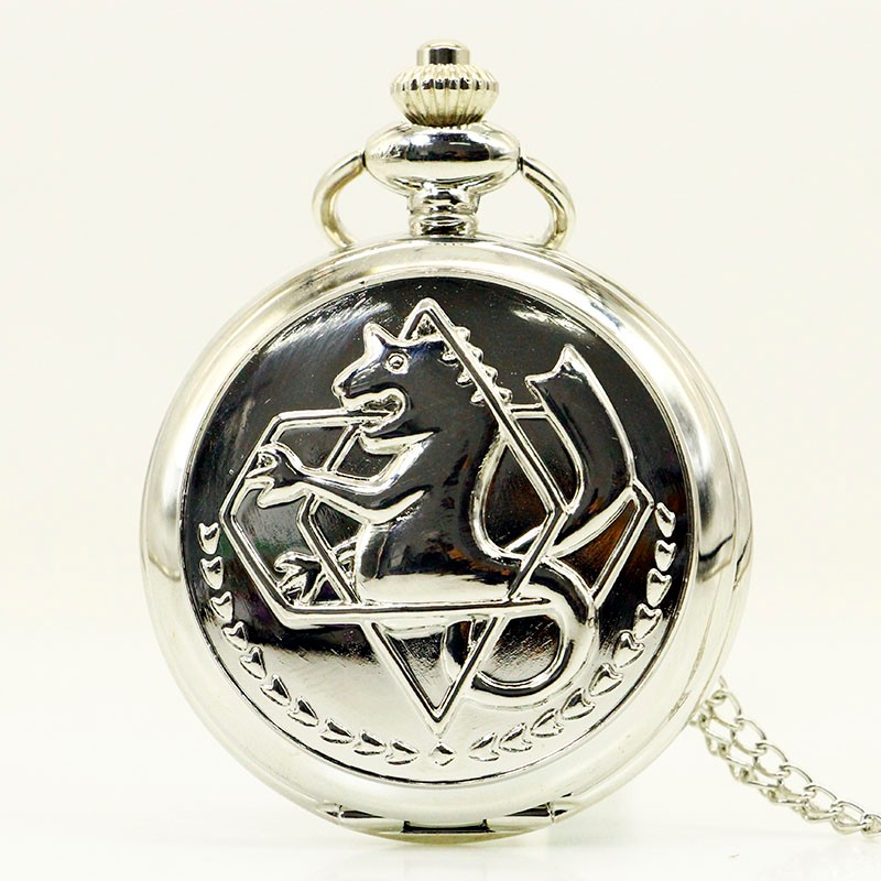 Fashion Tone Fullmetal Alchemist Pocket Watch Cosplay Edward Elric With Chain Anime Boys Gift