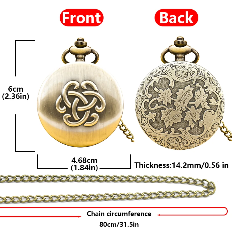 Retro Bronze Steampunk Flip-Top Male And Female Student Gifts Quartz Necklace Celtic Knot Commemorative Pocket Watch