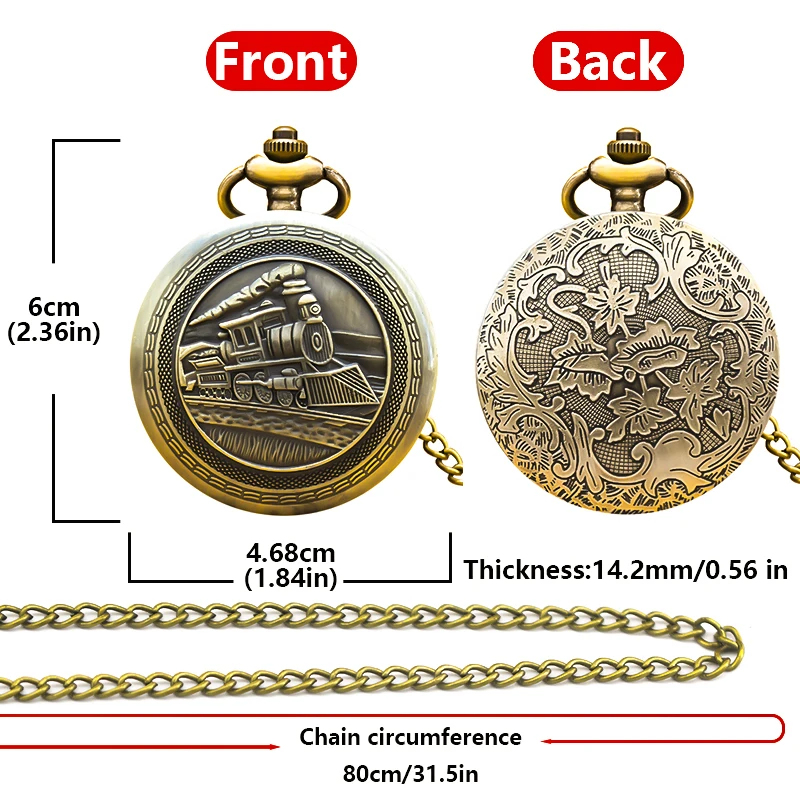 Retro Charm Neutral Fashion Locomotive Carving Quartz Steampunk Pocket Watch Men's and Women's Necklace Pendant Gift