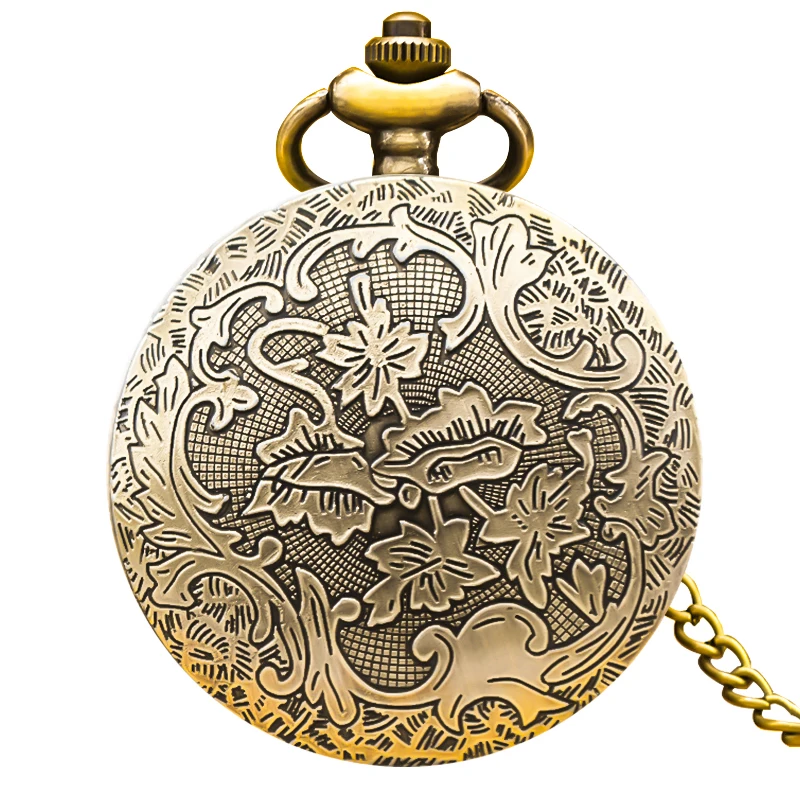 Retro Charm Neutral Fashion Locomotive Carving Quartz Steampunk Pocket Watch Men's and Women's Necklace Pendant Gift
