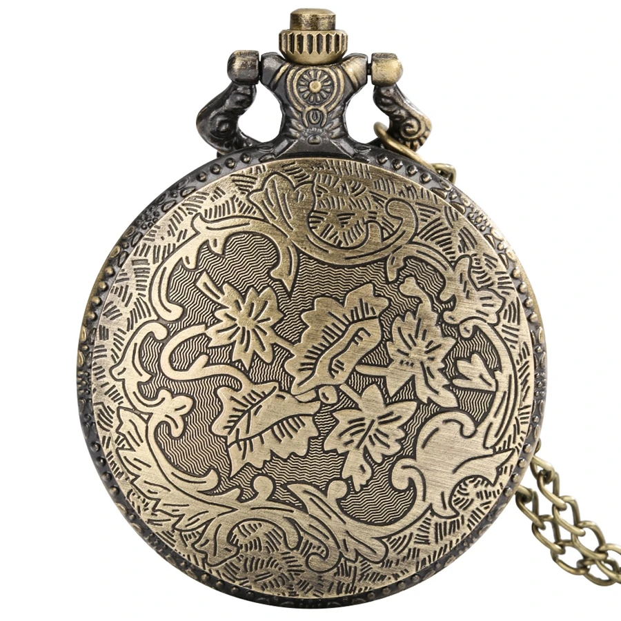 Bronze Fahrivar GOOD THOUGHT GOOD DEED GOOD WORD Quartz Pocket Watch Retro Religious Necklace Chain Pendant Timepiece Gifts Men