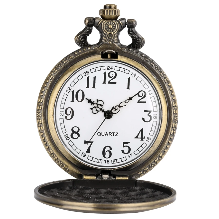 Bronze Fahrivar GOOD THOUGHT GOOD DEED GOOD WORD Quartz Pocket Watch Retro Religious Necklace Chain Pendant Timepiece Gifts Men