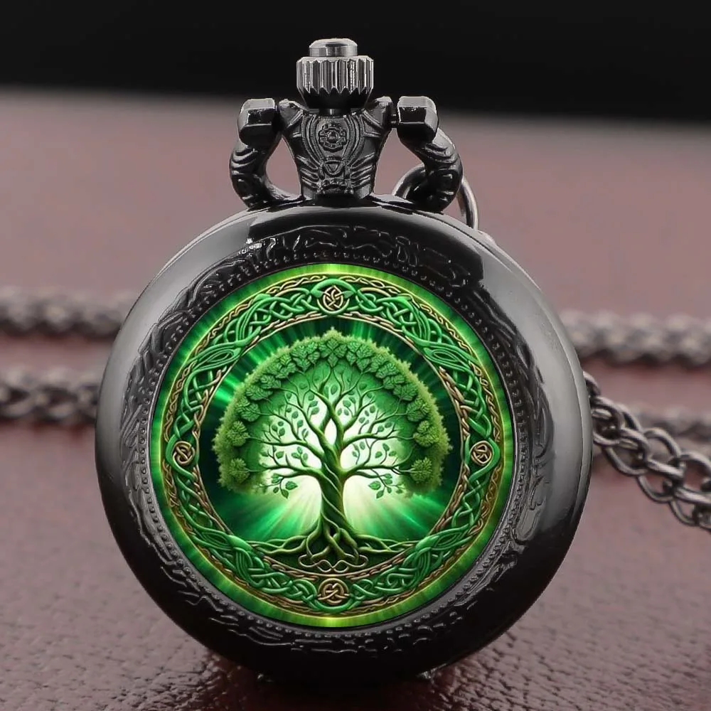 Artistic Tree of Life Pocket Watch Necklace Pendant, Exquisite Trendy Hanging Ornament for Both Men and Women Clock Gifts