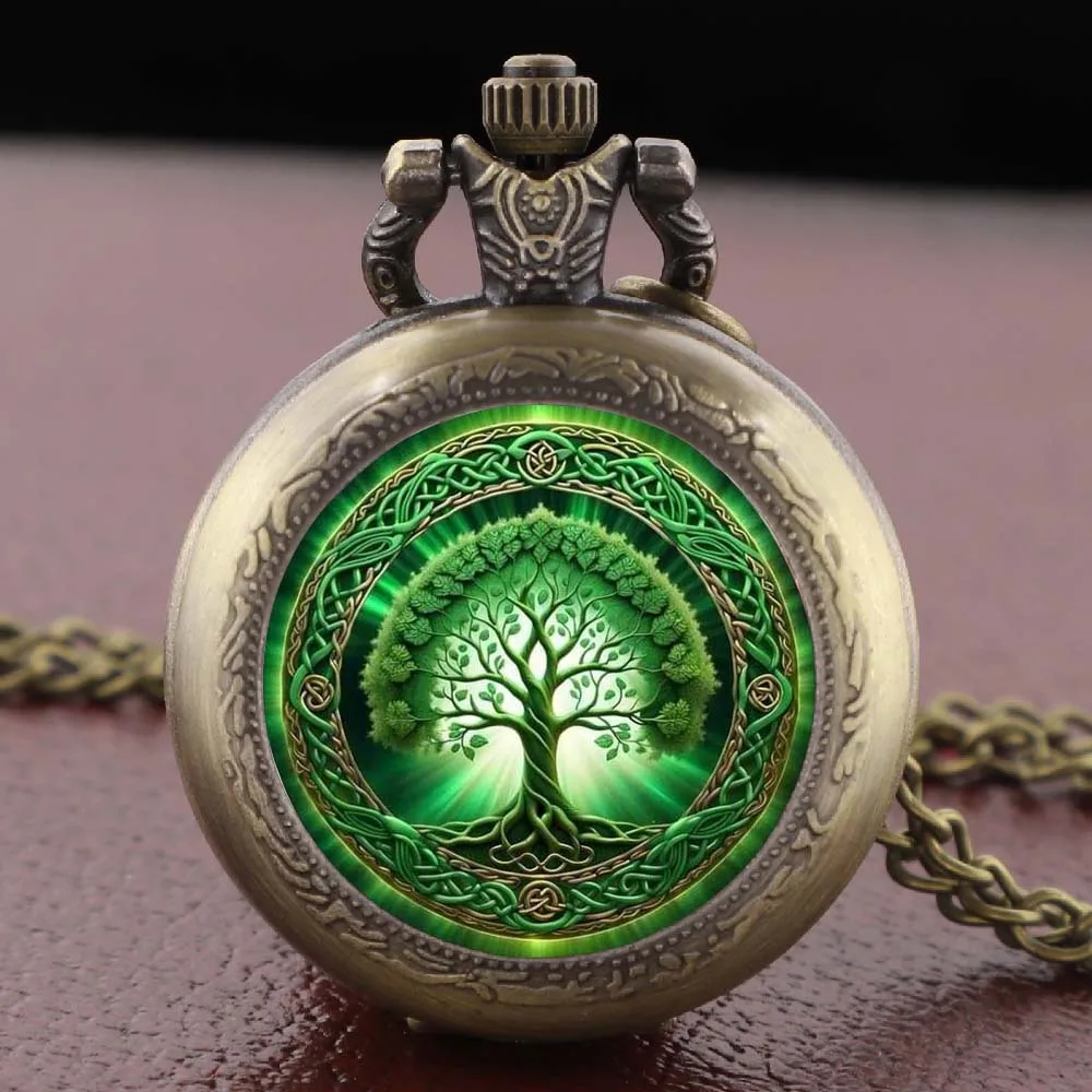 Artistic Tree of Life Pocket Watch Necklace Pendant, Exquisite Trendy Hanging Ornament for Both Men and Women Clock Gifts