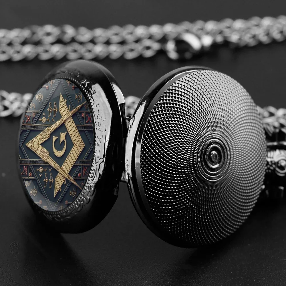 Freemasonry G Logo Pendant Glass Dome Pocket Watch Souvenir Chain Clock Personality Gift for Women Men