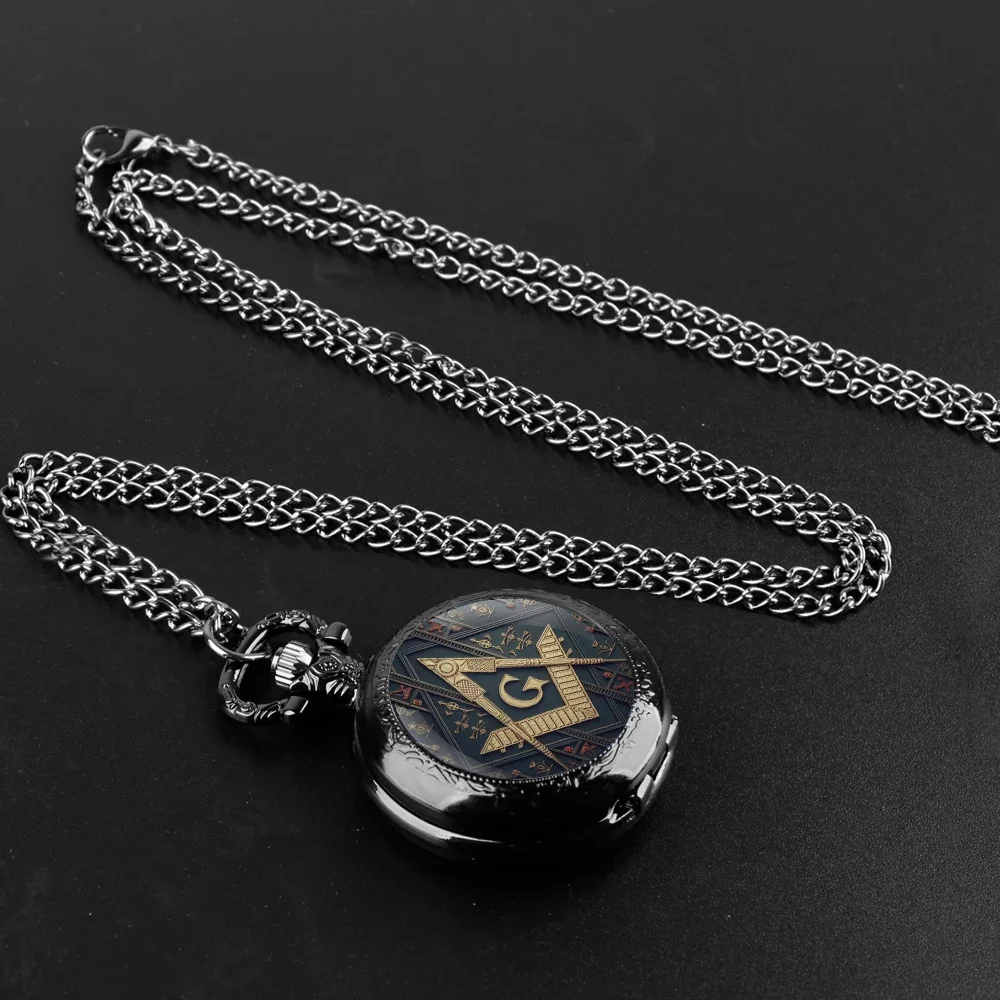 Freemasonry G Logo Pendant Glass Dome Pocket Watch Souvenir Chain Clock Personality Gift for Women Men
