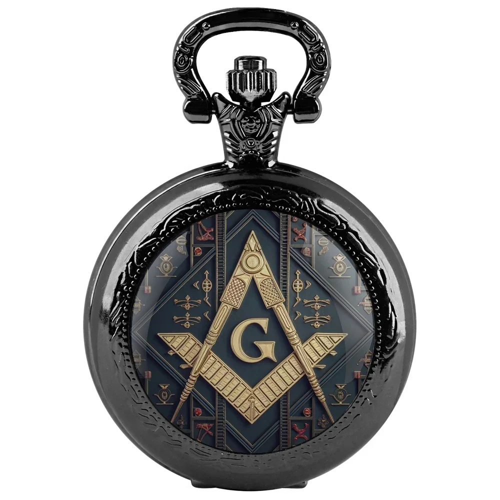 Freemasonry G Logo Pendant Glass Dome Pocket Watch Souvenir Chain Clock Personality Gift for Women Men