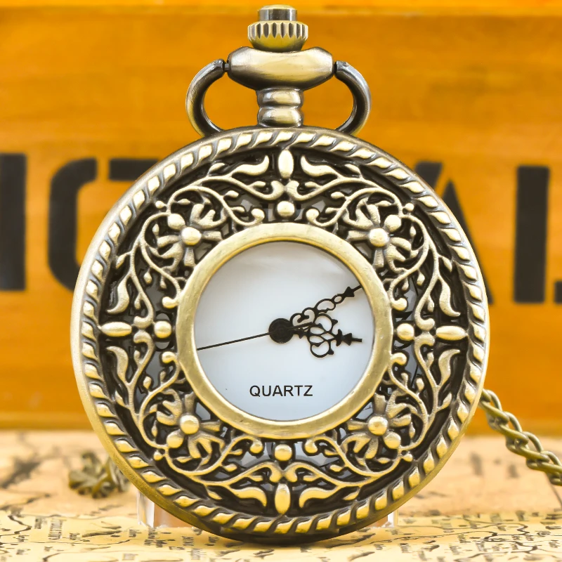 Retro Bronze Steampunk Openwork Flip Quartz Boys' And Girls' Student Necklace Commemorative Pocket Watch