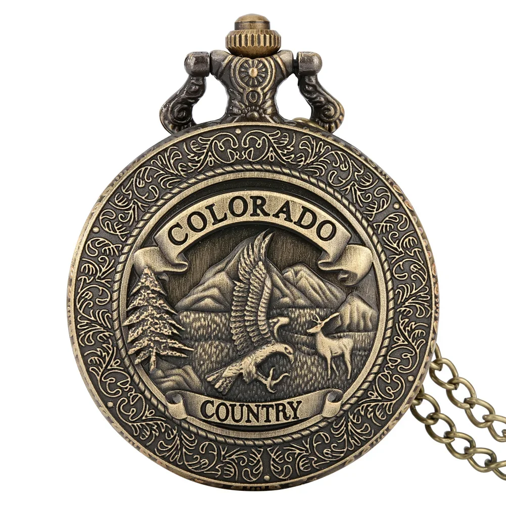 Vintage Bronze Handsome Eagle Carved Quartz Sport Pocket Watch German Eagle Necklace Eagle Lover Gift