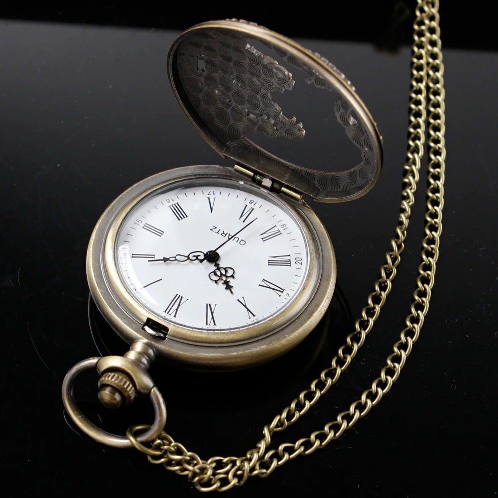 Silver Chinese Characteristic Dragon Shaped Pocket Watch Men's High Quality Necklace Timing Pendant Women's Jewelry Gift Clock