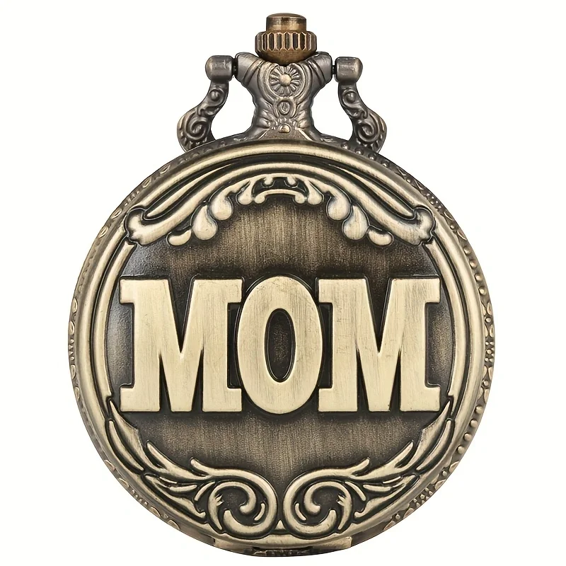 Vintage Bronze Quartz Pocket Watch Designed For Mom's Birthday Gift Vintage Pendance Fob Chain Pocket Watch