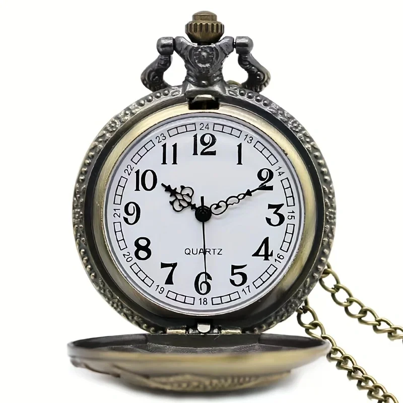 Vintage Bronze Quartz Pocket Watch Designed For Mom's Birthday Gift Vintage Pendance Fob Chain Pocket Watch