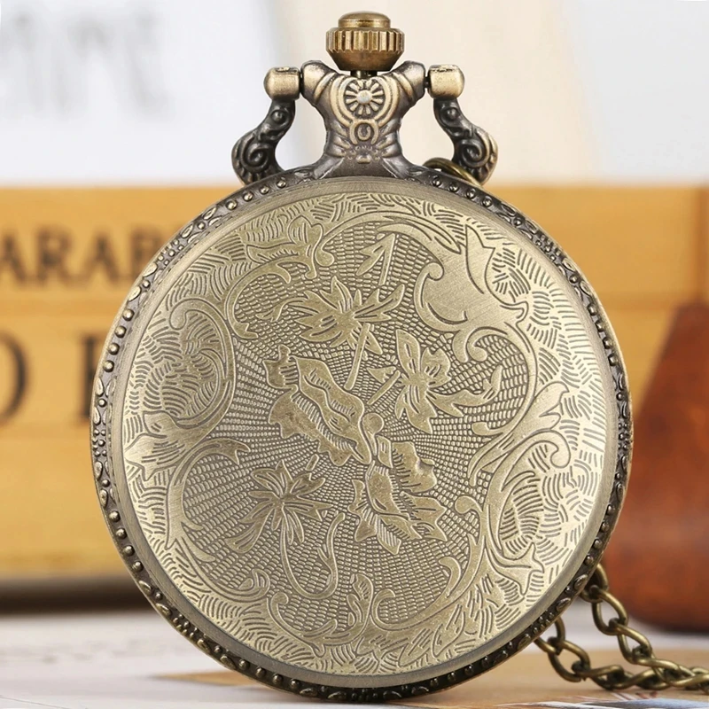 Vintage Bronze Quartz Pocket Watch Designed For Mom's Birthday Gift Vintage Pendance Fob Chain Pocket Watch
