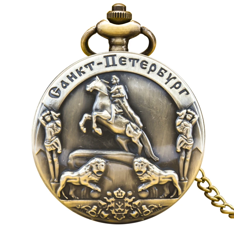 Steampunk Vintage Bronze Classical Knight Quartz Pocket Watch Necklace Pendant Clock Chain Men Women Chain Gift