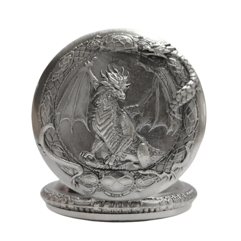 Retro Charm Neutral Handsome Fashion Dragon Carving Quartz Pocket Watch Steampunk Men's and Women's Necklace Pendant Gift