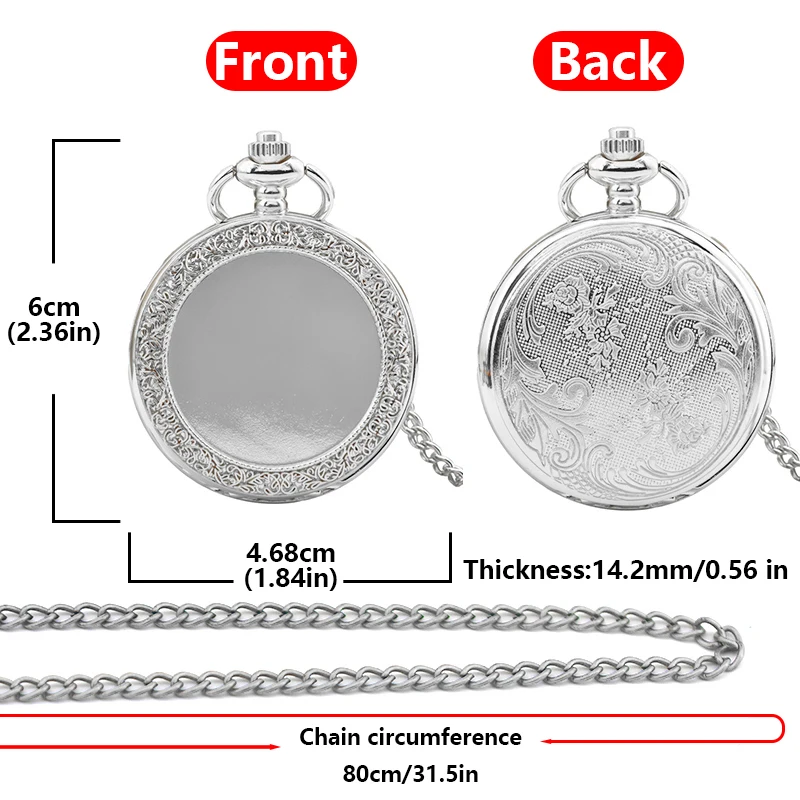 Retro Charm Neutral Fashion Textuable Quartz Pocket Watch Steampunk Men's and Women's Necklace Pendant Gift
