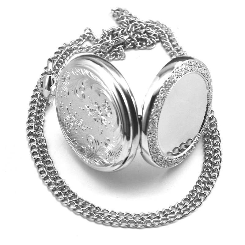 Retro Charm Neutral Fashion Textuable Quartz Pocket Watch Steampunk Men's and Women's Necklace Pendant Gift