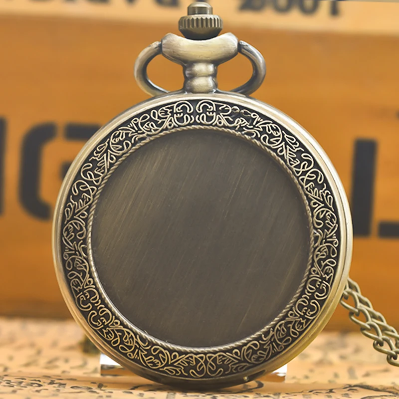 Retro Charm Neutral Fashion Textuable Quartz Pocket Watch Steampunk Men's and Women's Necklace Pendant Gift