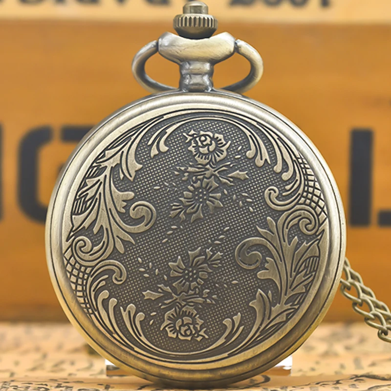 Retro Charm Neutral Fashion Textuable Quartz Pocket Watch Steampunk Men's and Women's Necklace Pendant Gift