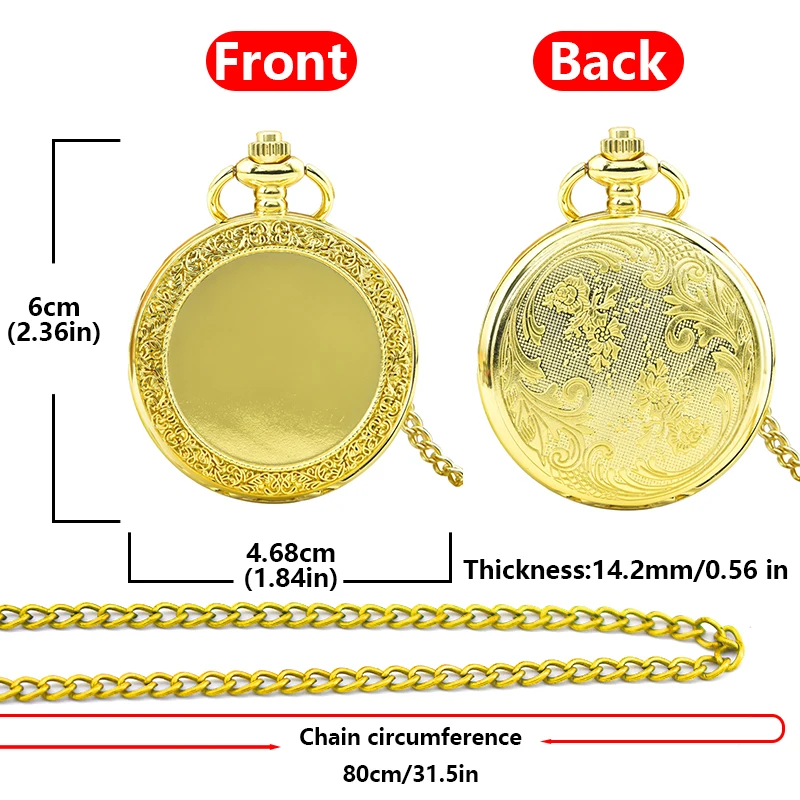Retro Charm Neutral Fashion Textuable Quartz Pocket Watch Steampunk Men's and Women's Necklace Pendant Gift